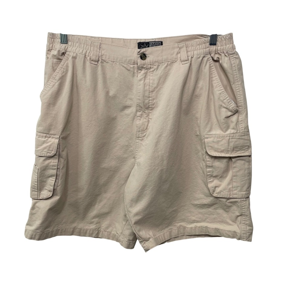 Y2K Canyon Guide Outfitters Mens Khaki Cargo Shorts L 36/38 Tan Cotton Utility